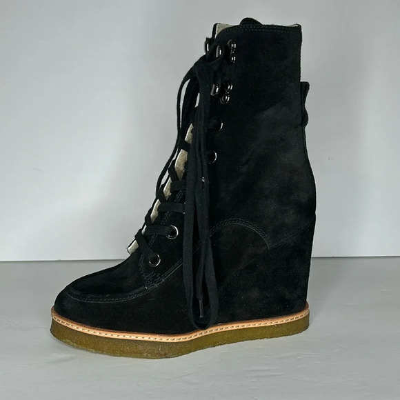 Veronica Beard Shoes - Veronica Beard Ananya women’s black suede wedge lace up boots size 7